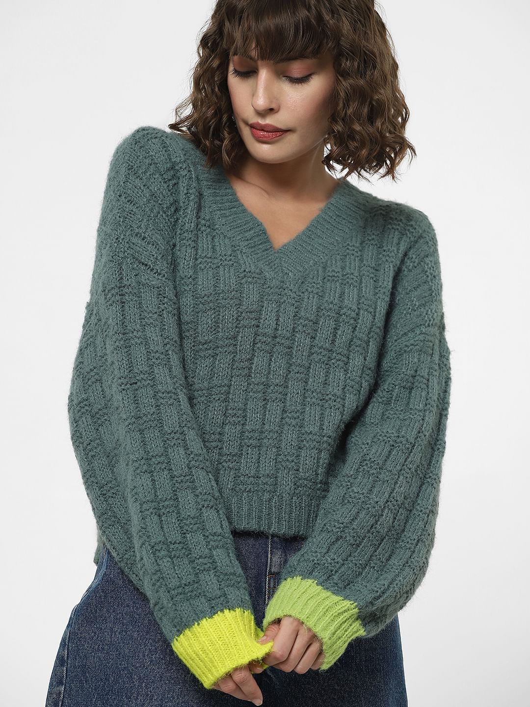 Green Ribbed Textured Pullover - Image 6