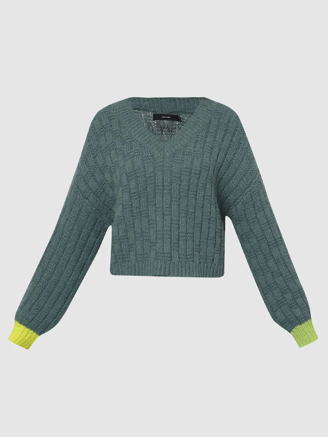 Green Ribbed Textured Pullover - Image 7