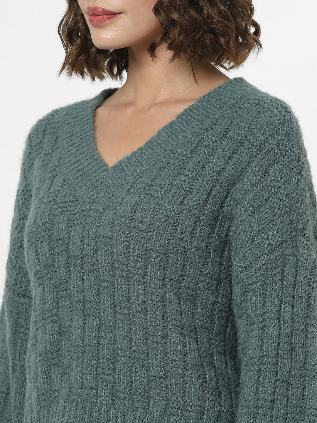 Green Ribbed Textured Pullover - Image 8