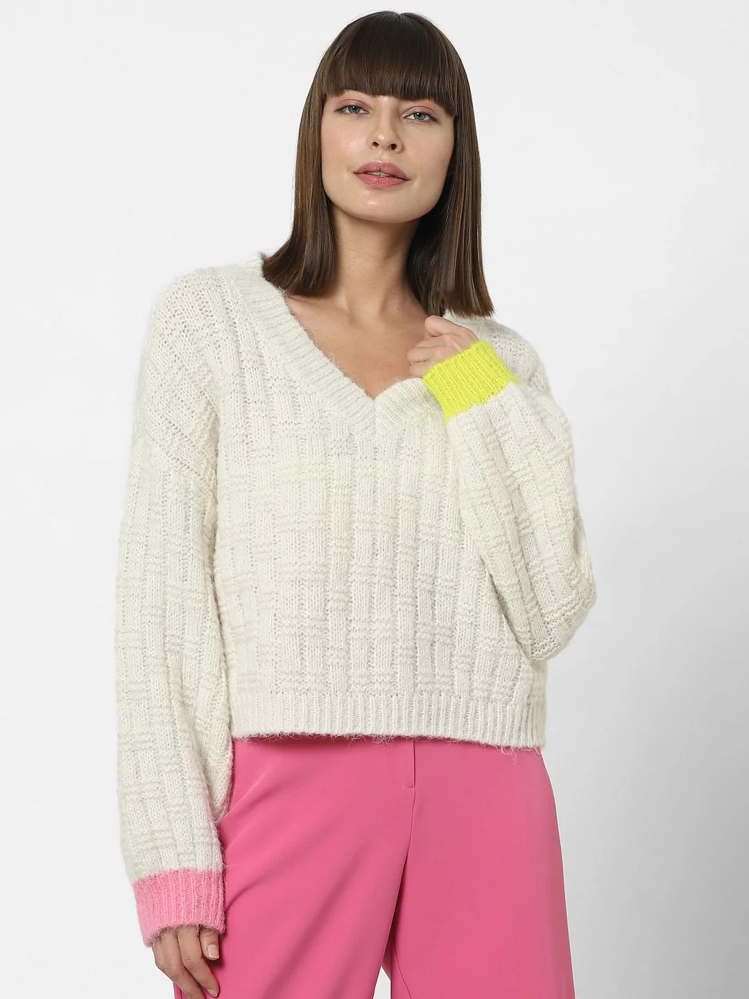 Off-White Ribbed Textured Pullover - Image 2