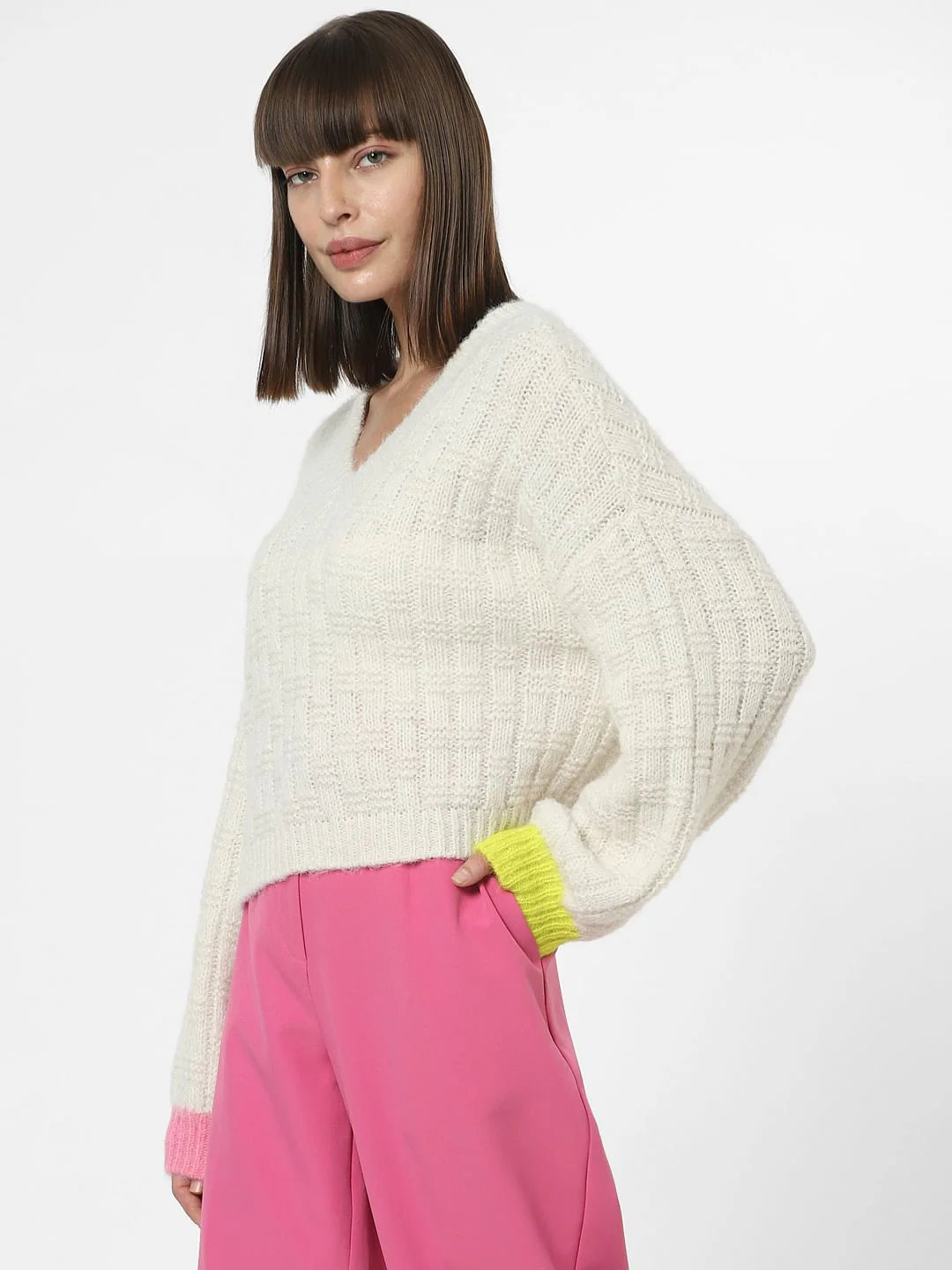 Off-White Ribbed Textured Pullover - Image 3