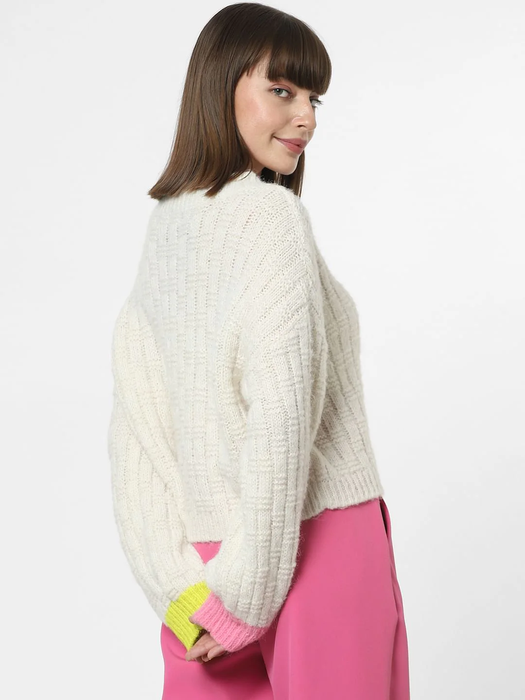 Off-White Ribbed Textured Pullover - Image 4