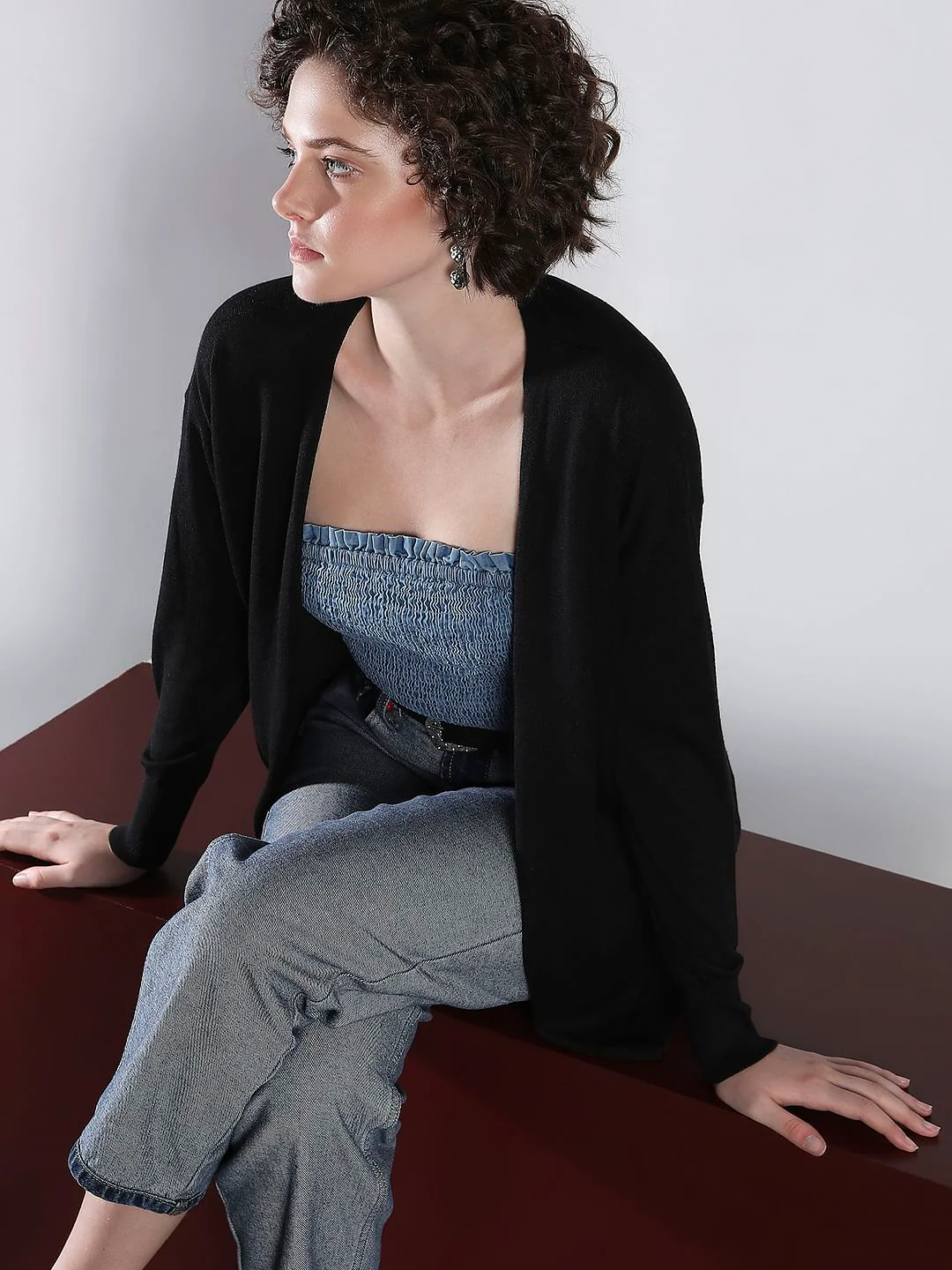 Black Open Cardigan