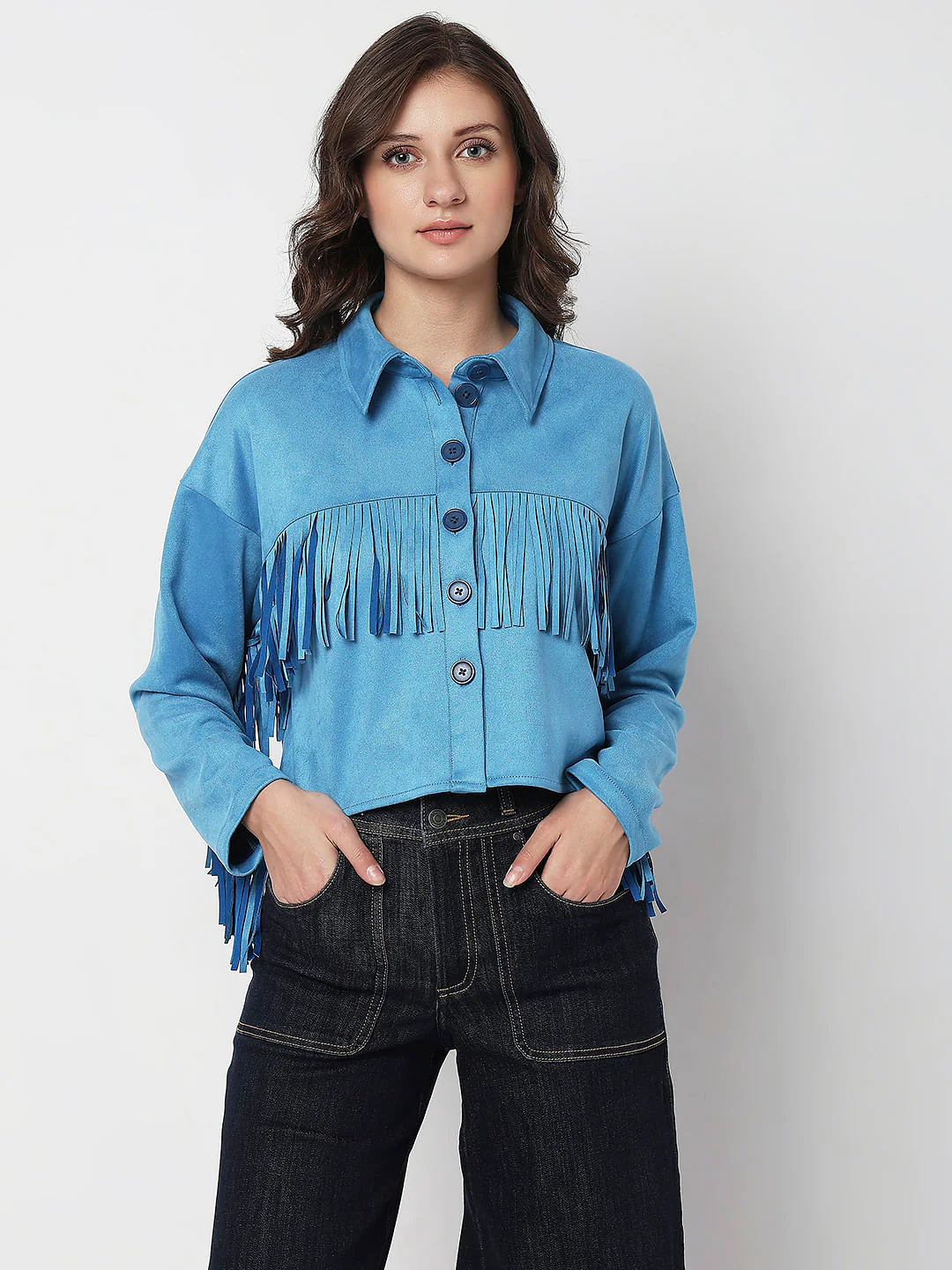 Blue Fringe Detail C-Ord Set Jacket - Image 2
