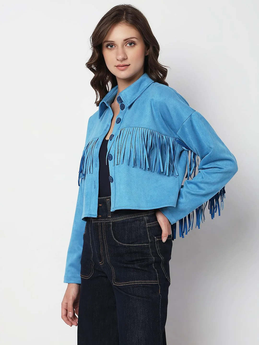 Blue Fringe Detail C-Ord Set Jacket - Image 3