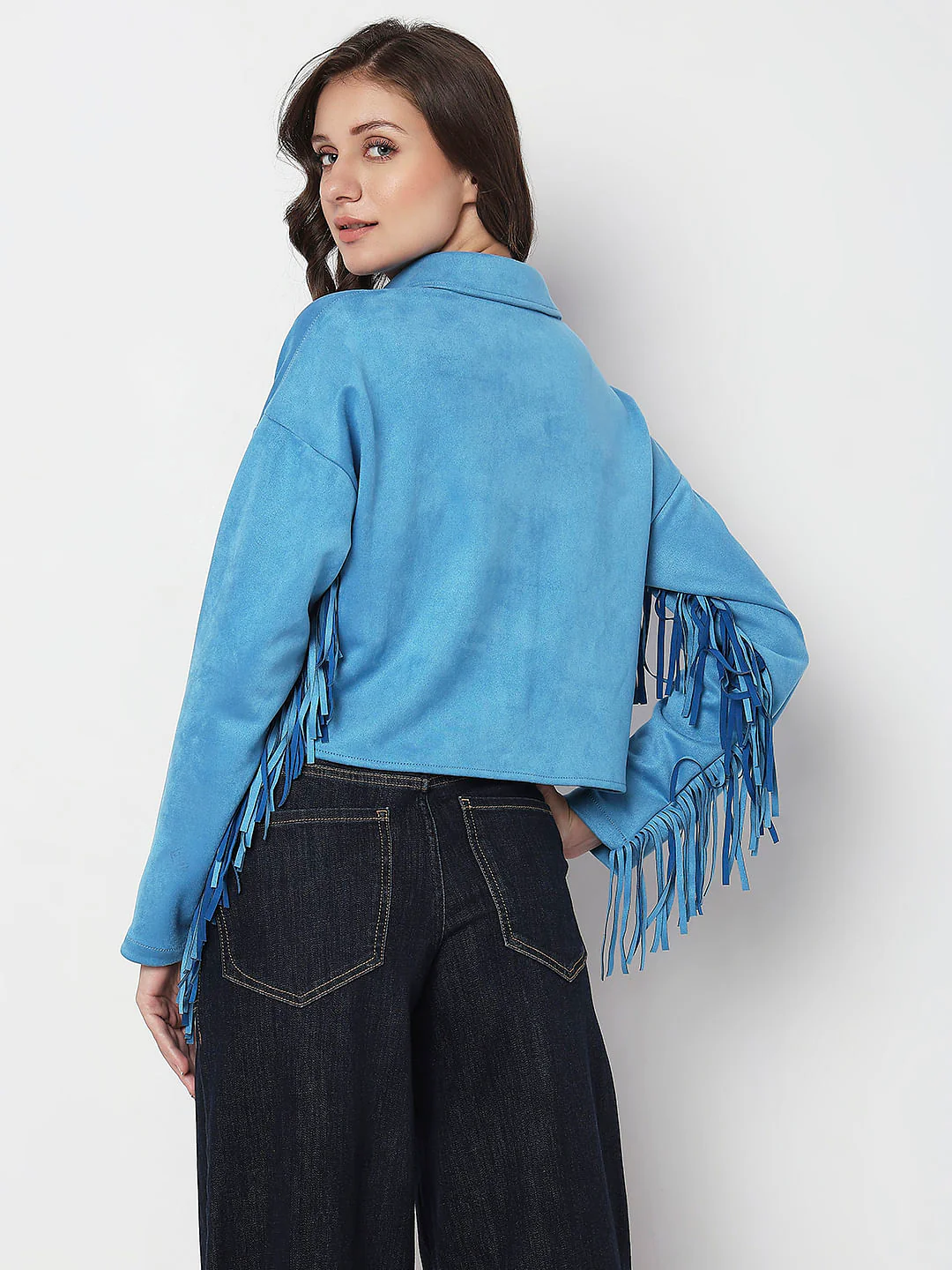Blue Fringe Detail C-Ord Set Jacket - Image 4