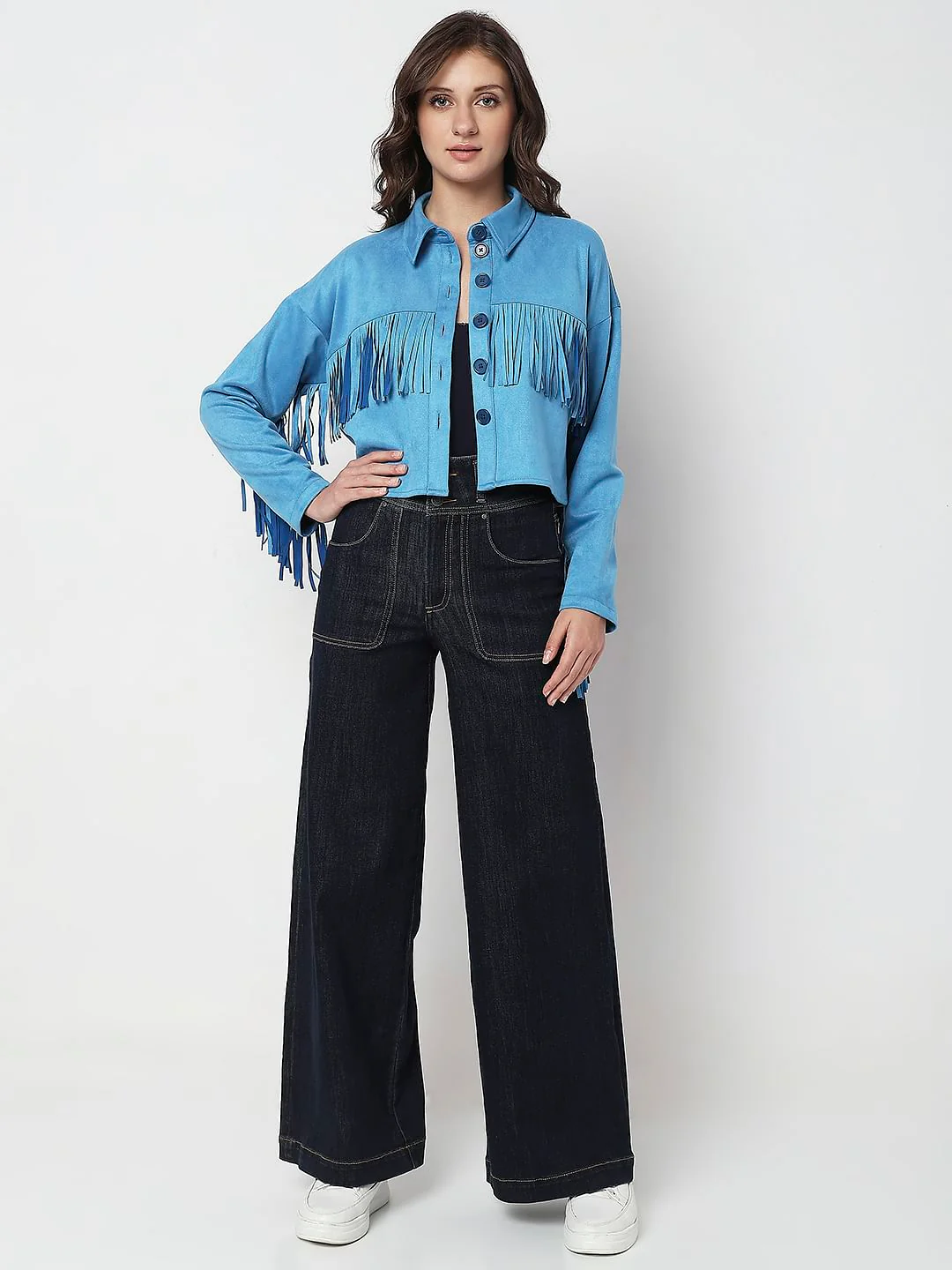 Blue Fringe Detail C-Ord Set Jacket - Image 5