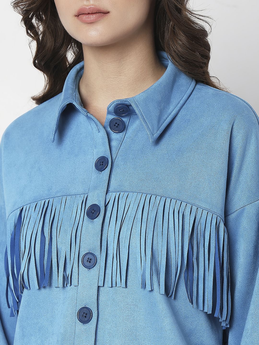 Blue Fringe Detail C-Ord Set Jacket - Image 8