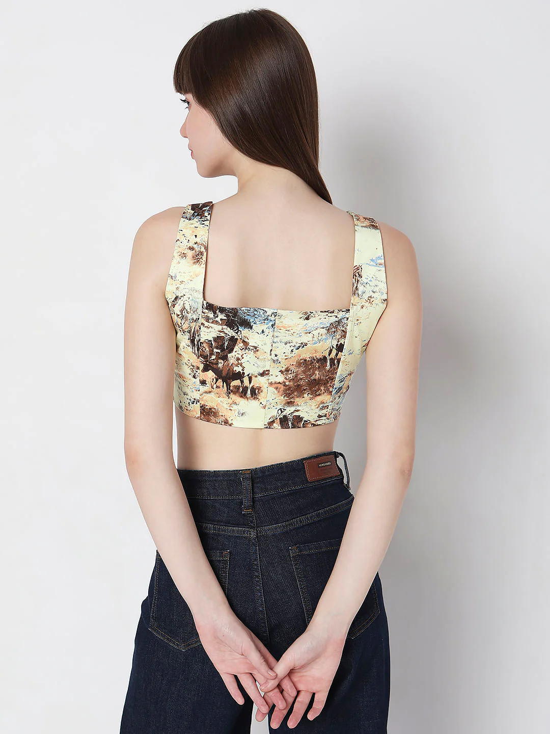 Yellow Printed Corset Co-Ord Set Top - Image 4