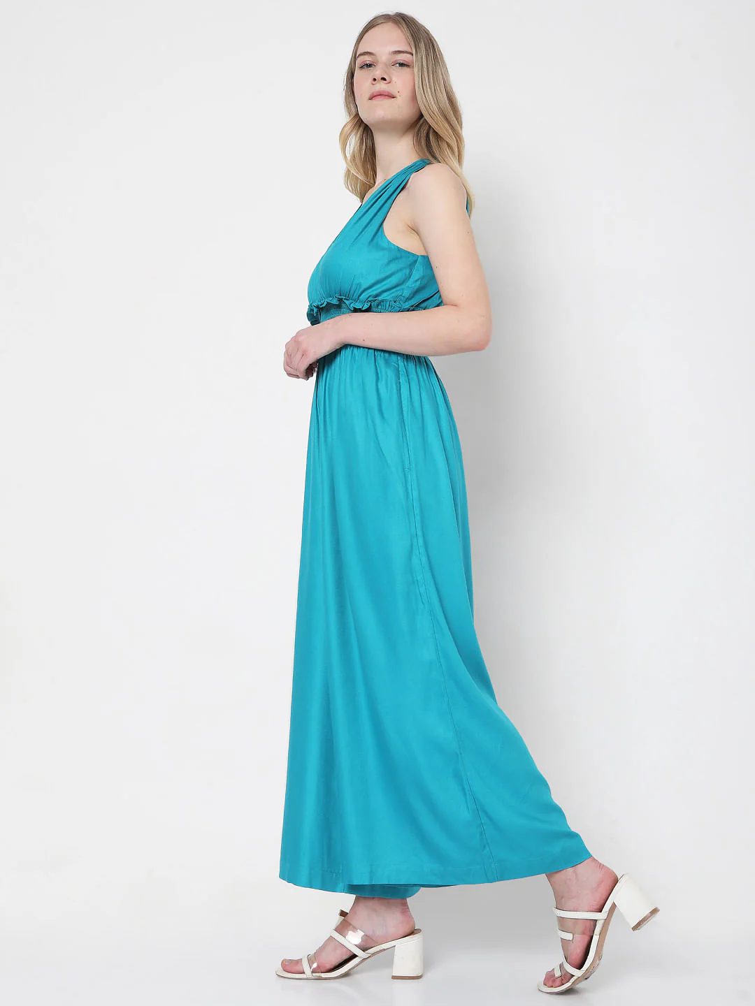 Blue Smocked Jumpsuit - Image 3