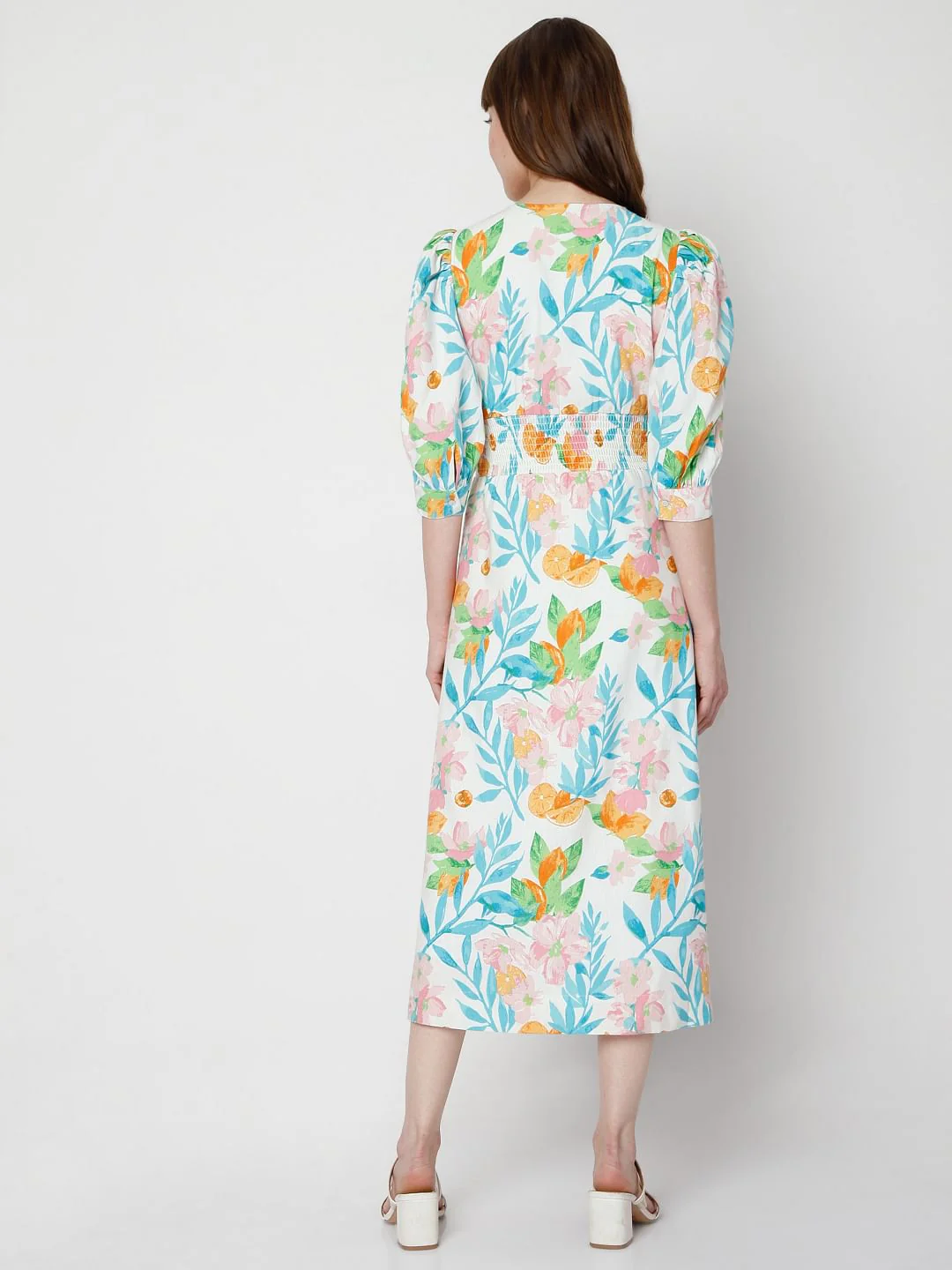 White Floral Midi Dress - Image 4