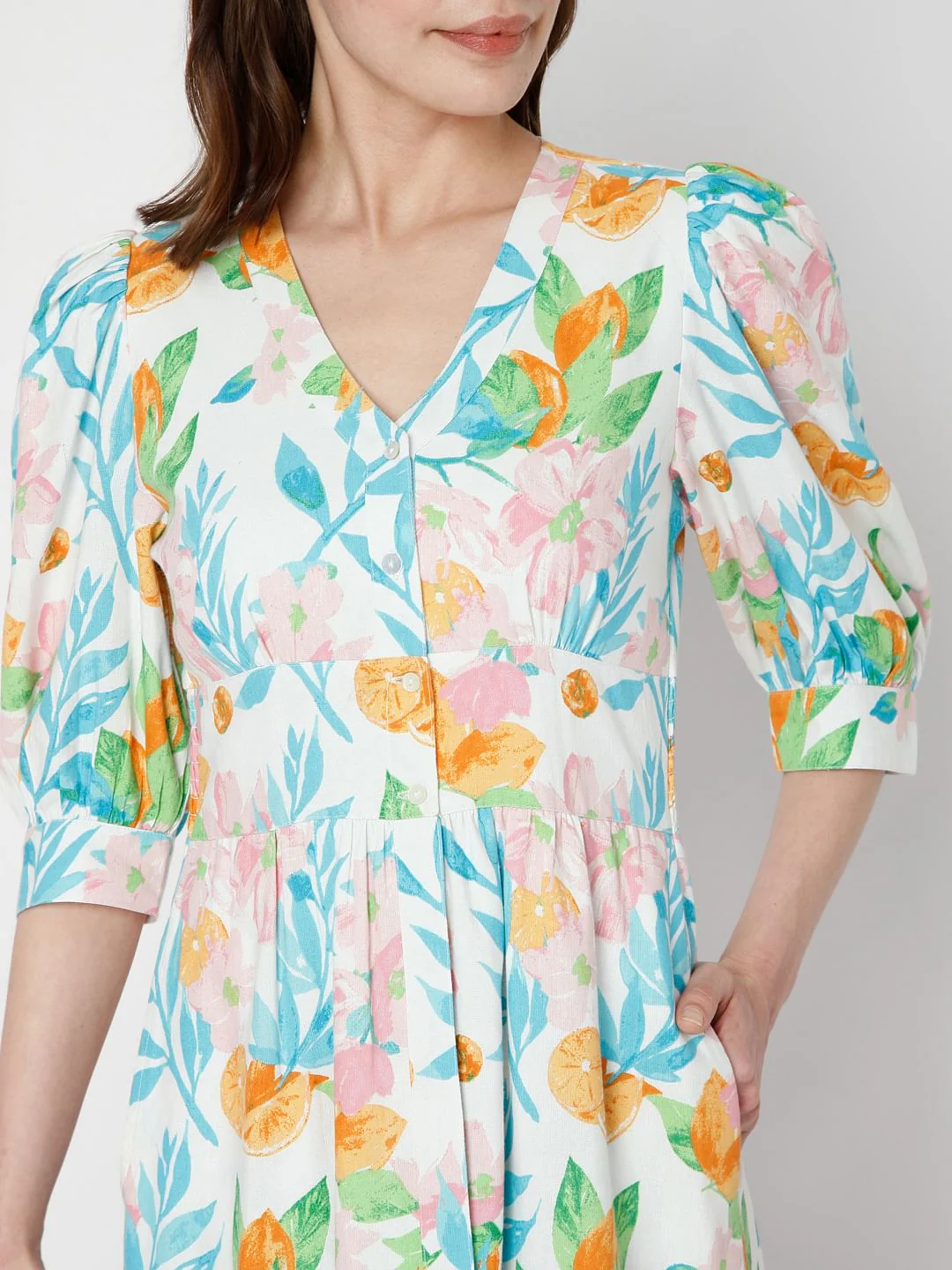 White Floral Midi Dress - Image 5