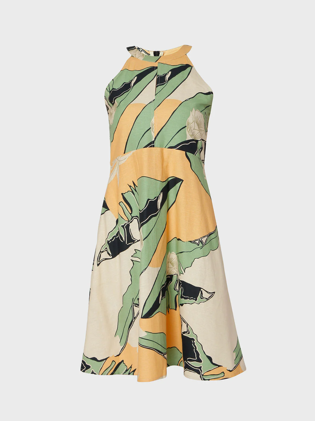 Beige Halter Neck Printed Dress - Image 7