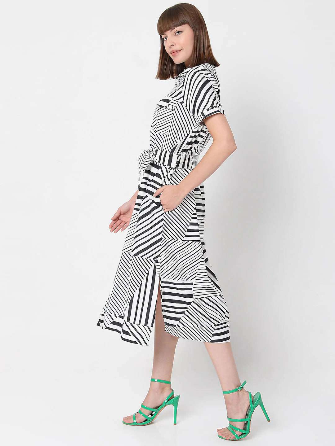 White Horizontal Stripe Dress - Image 3