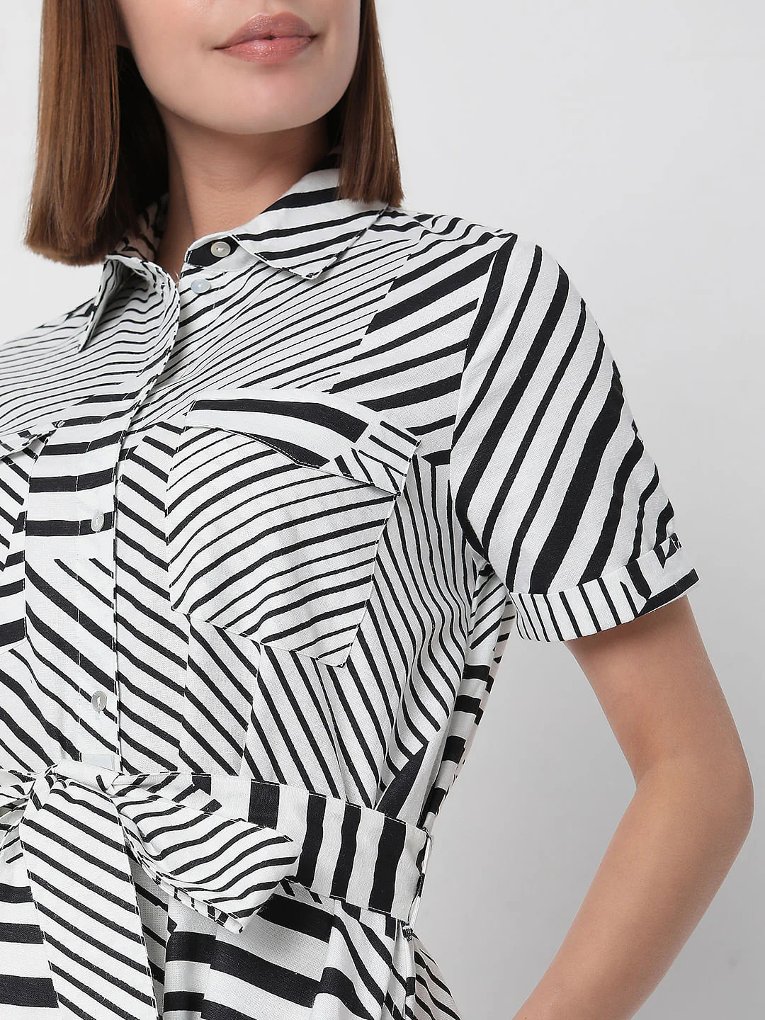 White Horizontal Stripe Dress - Image 5
