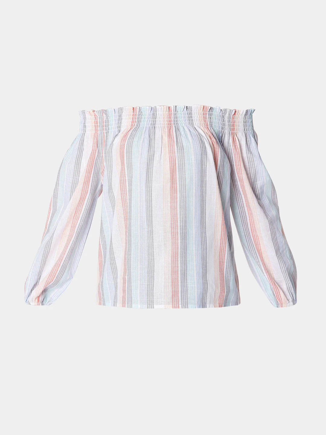 White Striped Off-Shoulder Top - Image 7