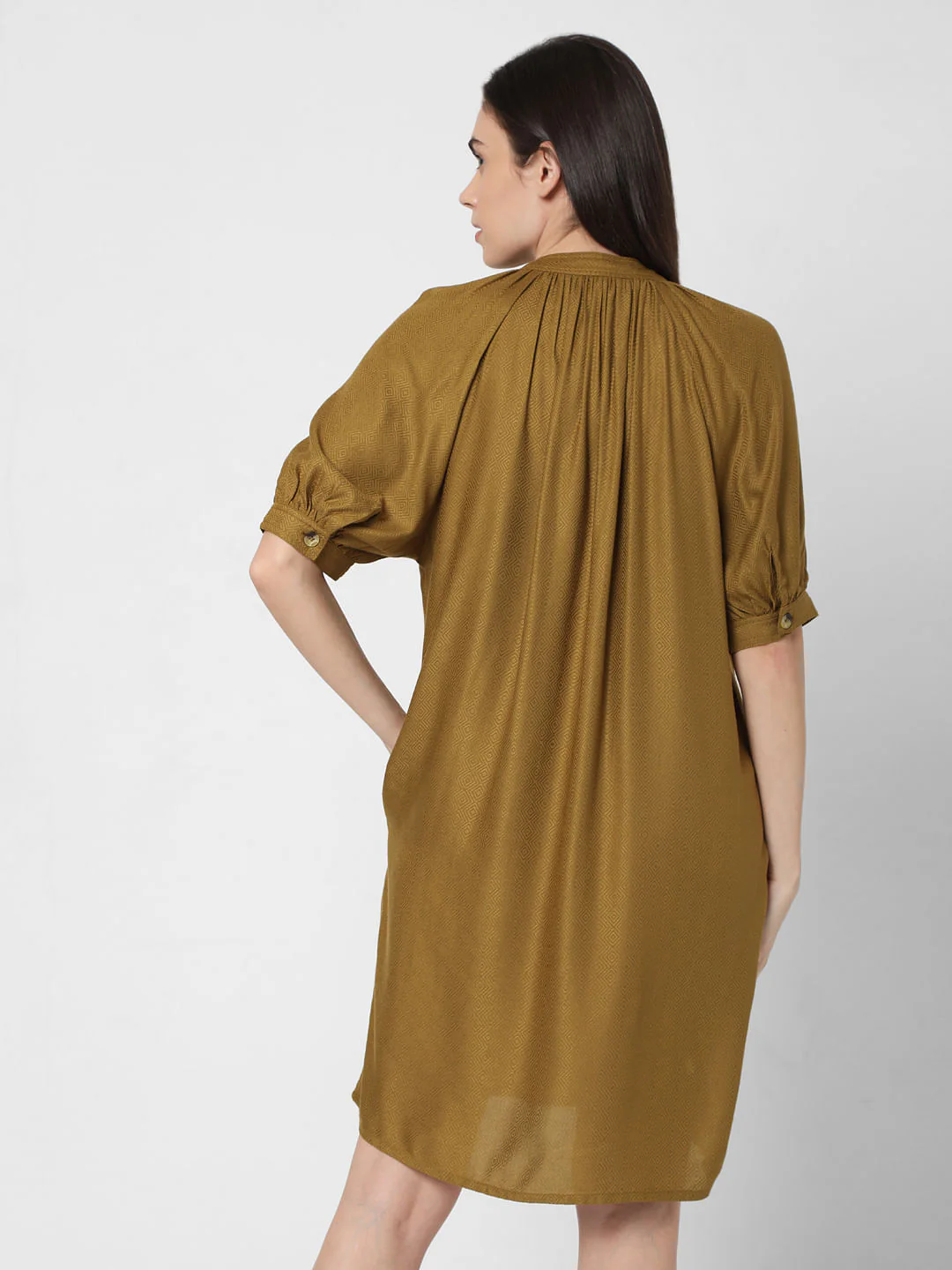 Ochre Puff Sleeves Shift Dress - Image 4