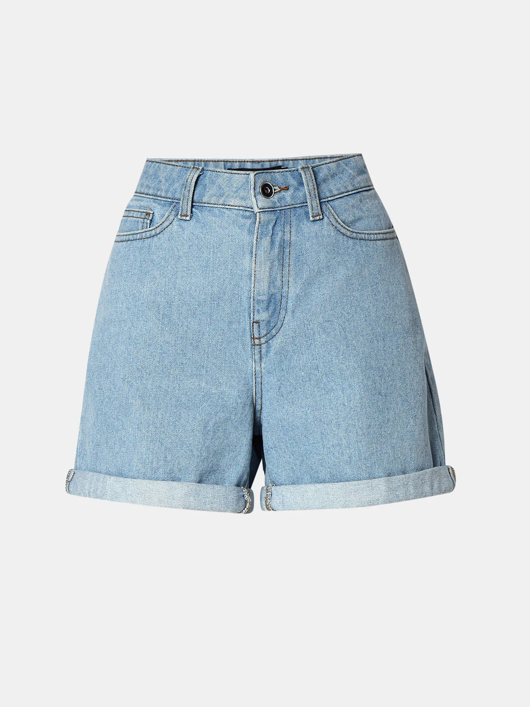 Light Blue Mid Rise Denim Shorts - Image 7