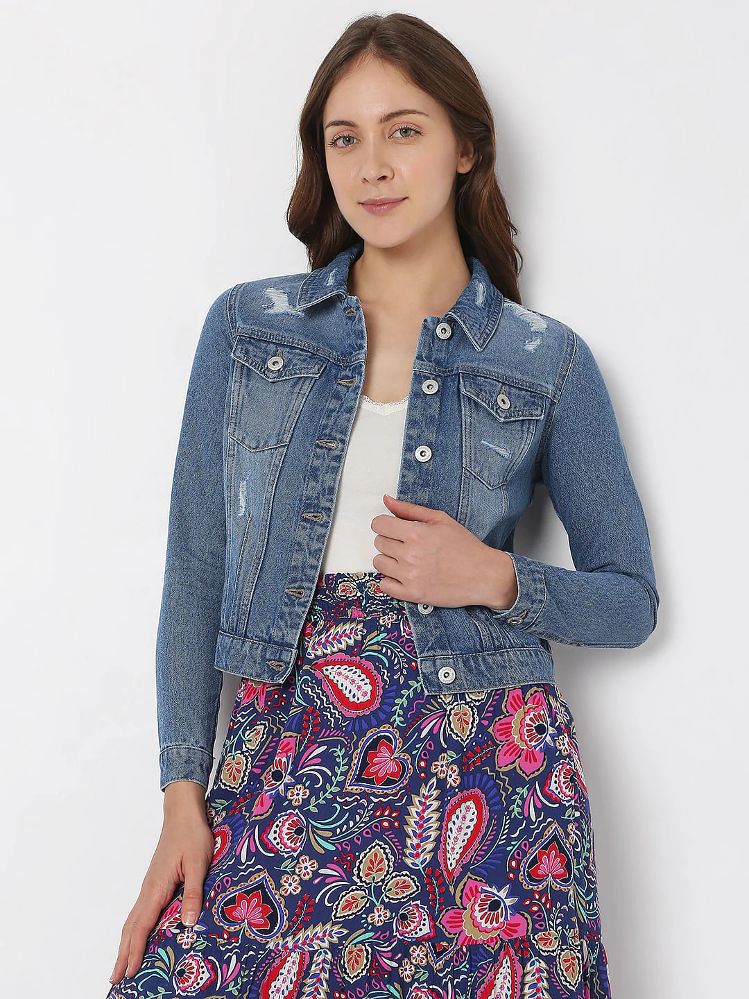 Blue Distressed Denim Jacket - Image 2