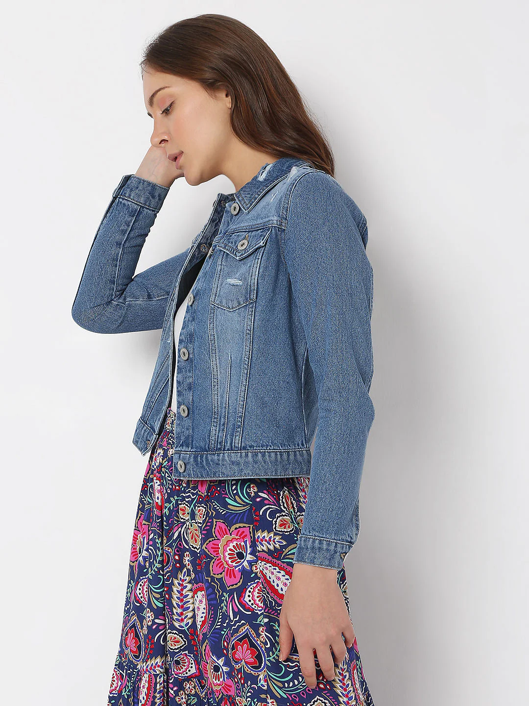 Blue Distressed Denim Jacket - Image 3