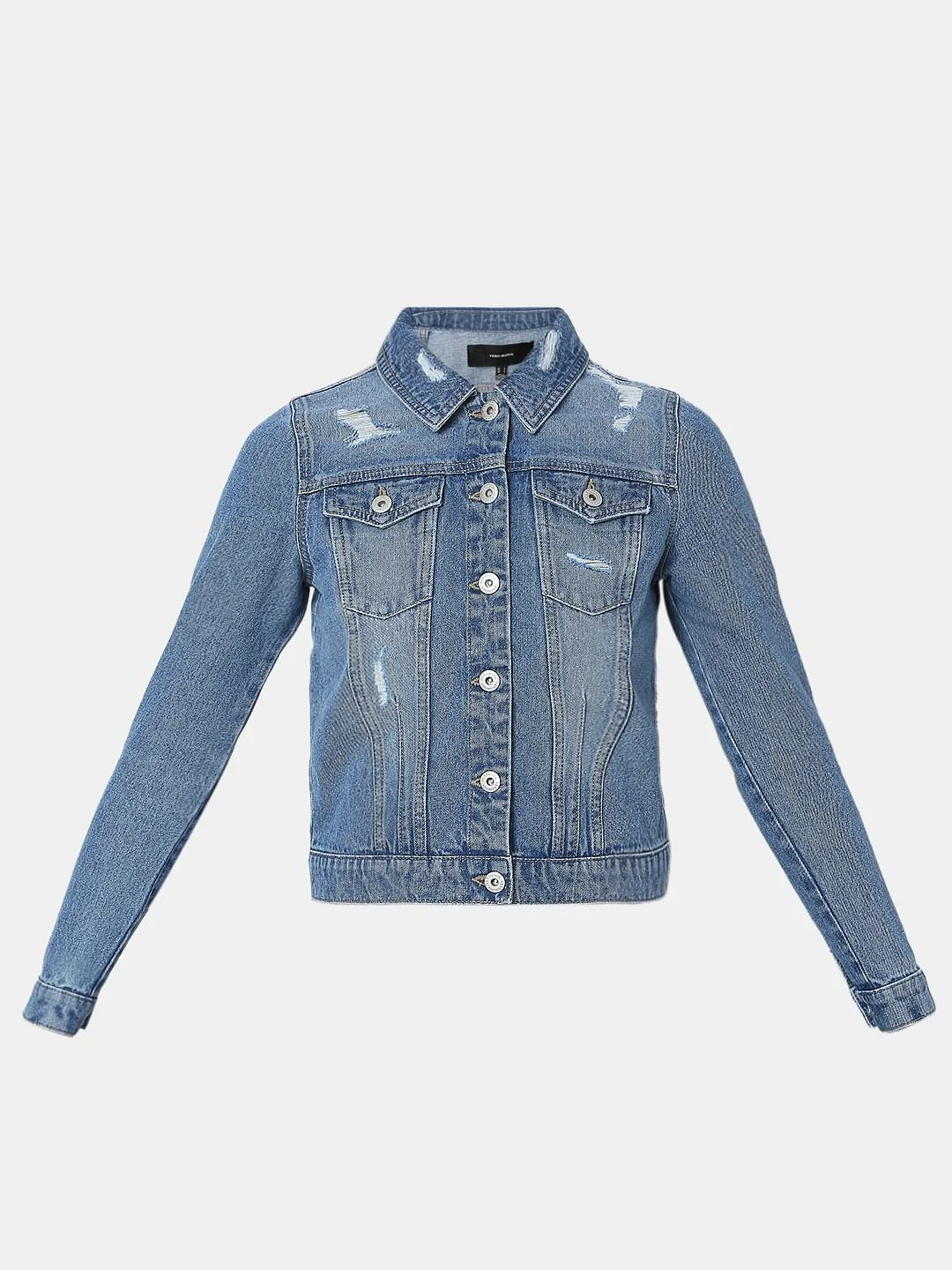 Blue Distressed Denim Jacket - Image 6