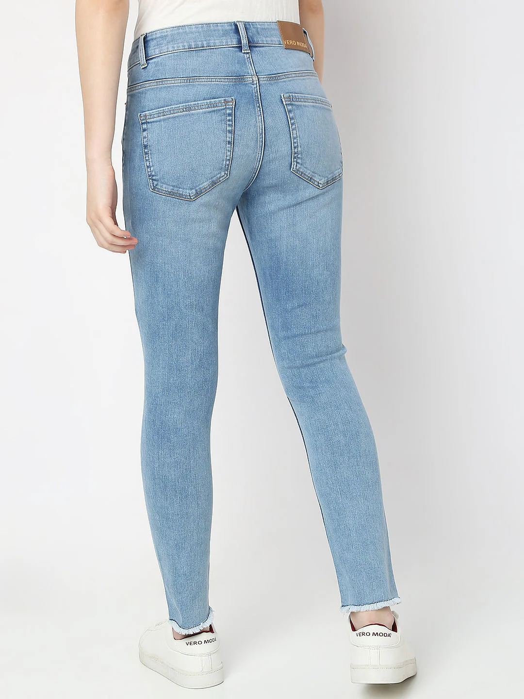 Light Blue Mid Rise Distressed Wendy Skinny Jeans - Image 4