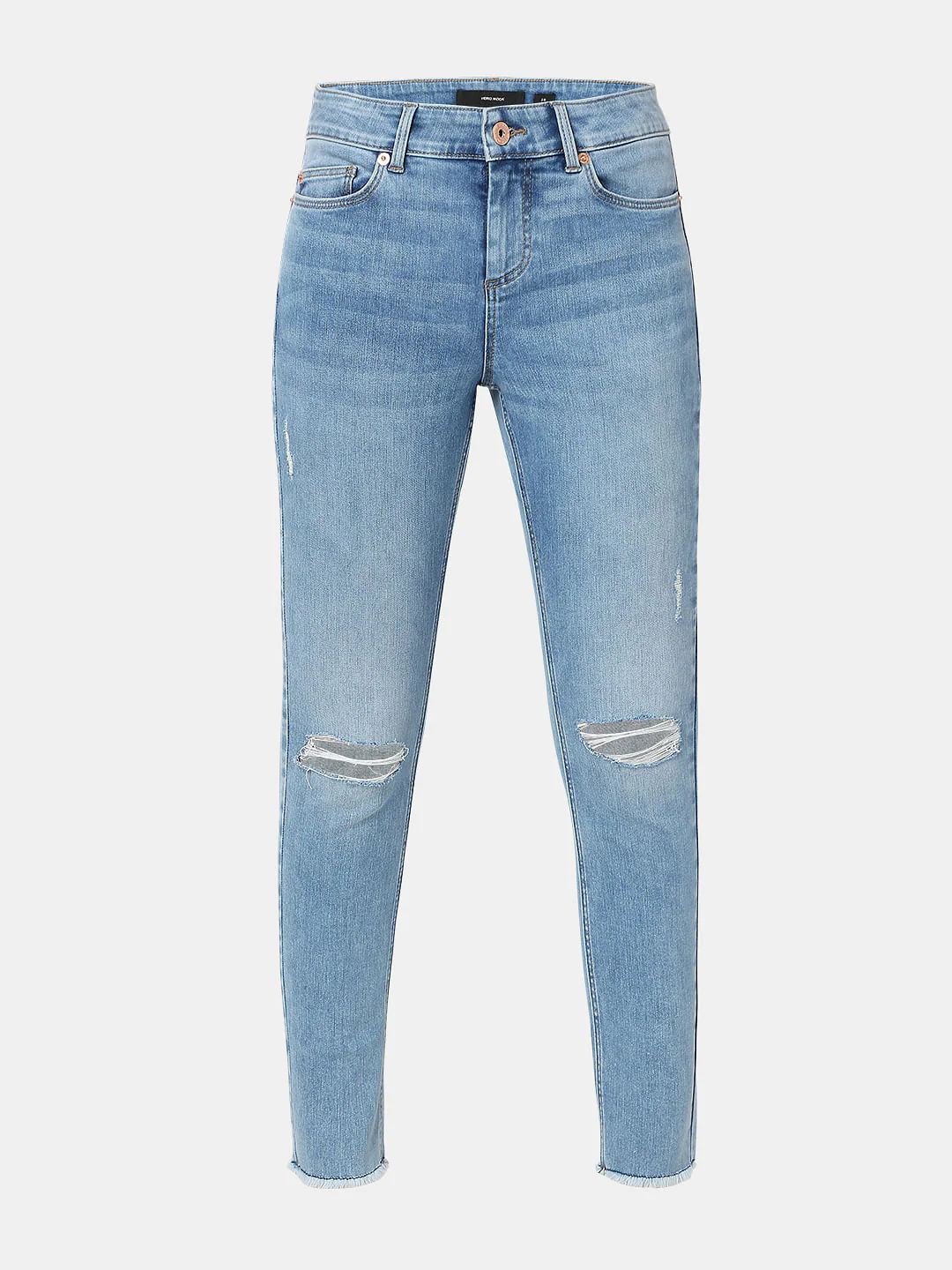 Light Blue Mid Rise Distressed Wendy Skinny Jeans - Image 7