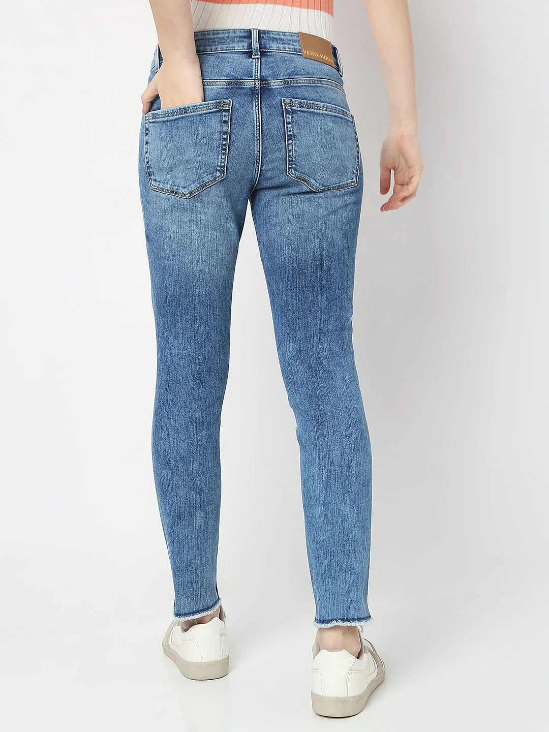 Blue Mid Rise Distressed Wendy Skinny Jeans - Image 4