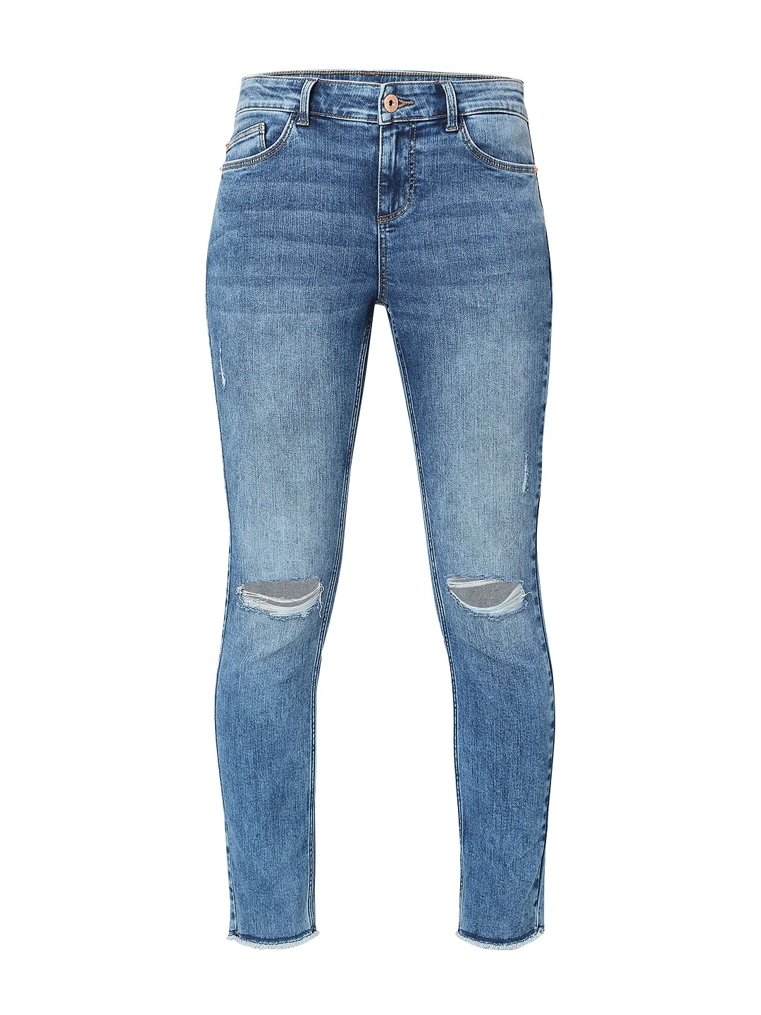 Blue Mid Rise Distressed Wendy Skinny Jeans - Image 7