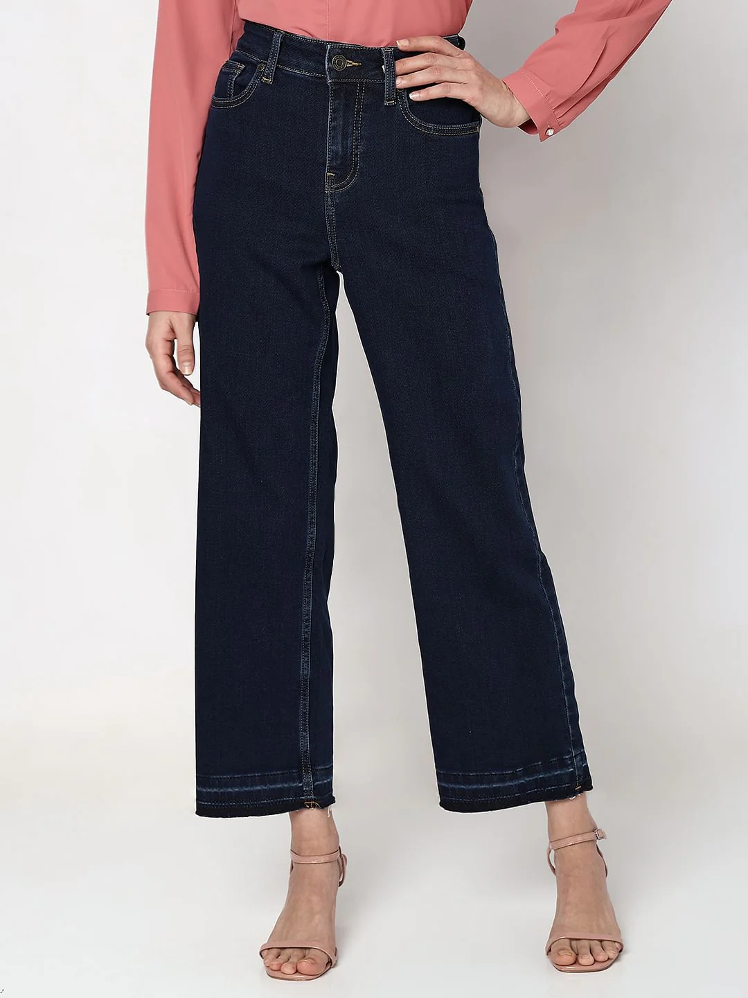 Dark Blue High Rise Jade Straight Fit Jeans - Image 2