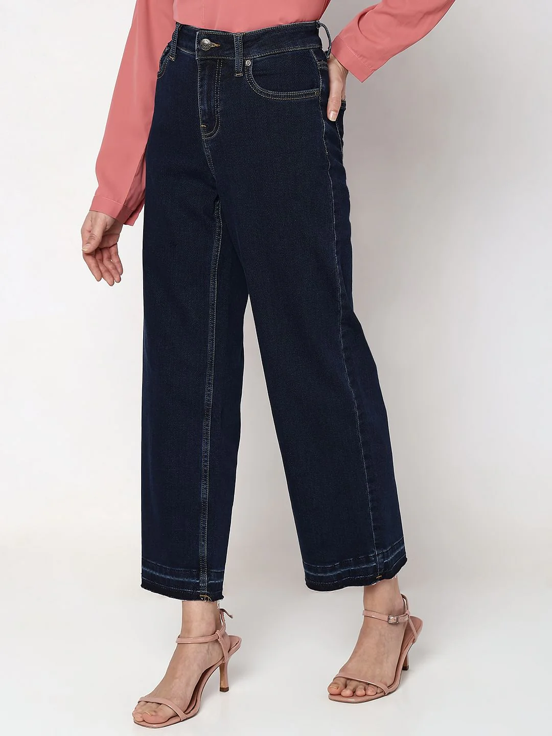 Dark Blue High Rise Jade Straight Fit Jeans - Image 3