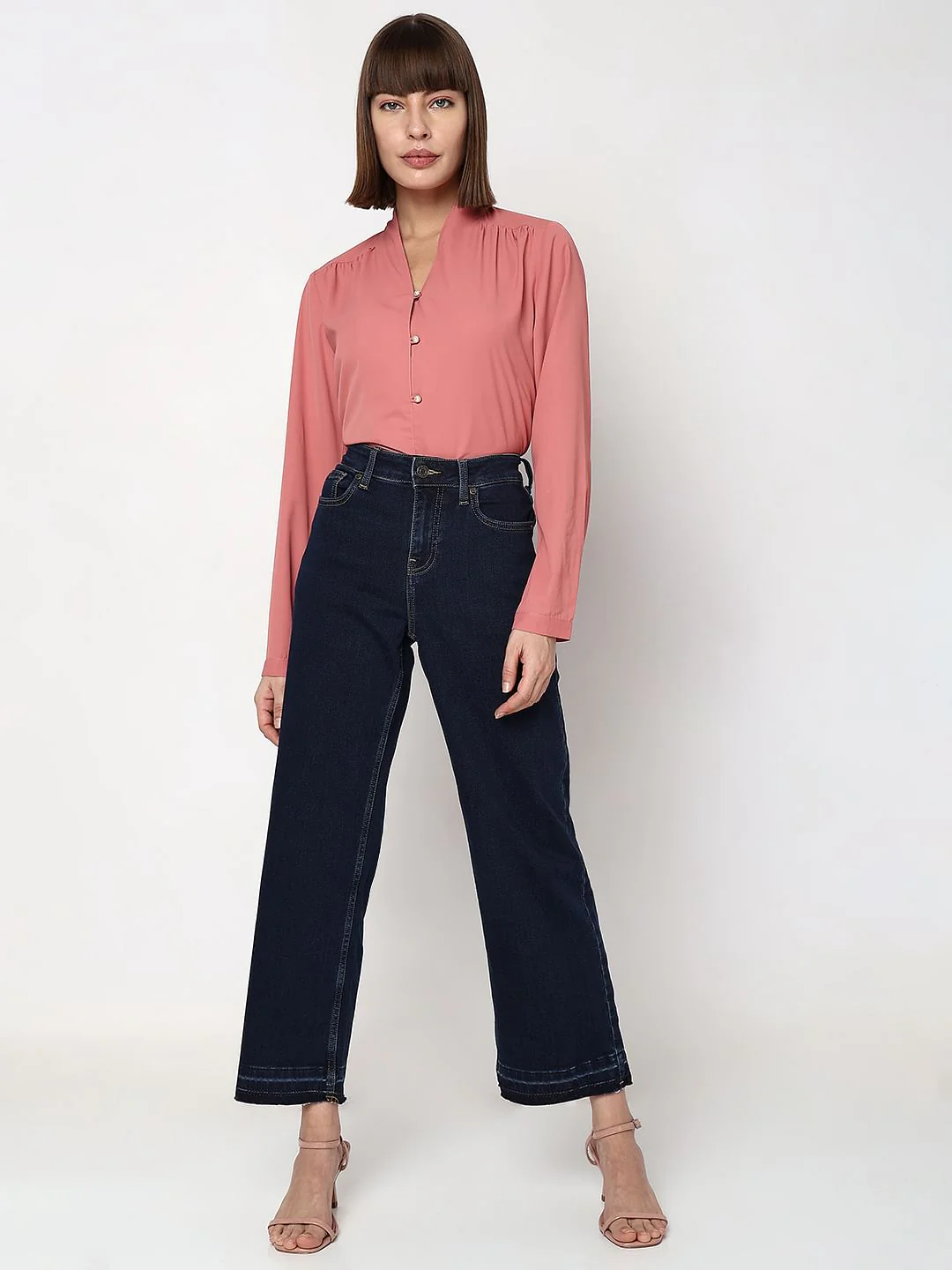 Dark Blue High Rise Jade Straight Fit Jeans - Image 5