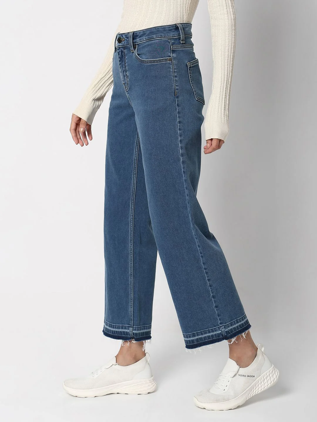 Blue High Rise Washed Jade Straight Fit Jeans - Image 3