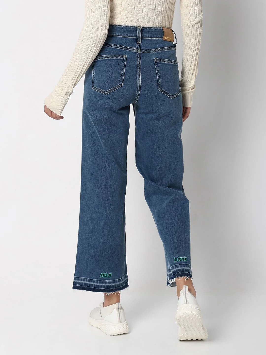 Blue High Rise Washed Jade Straight Fit Jeans - Image 4