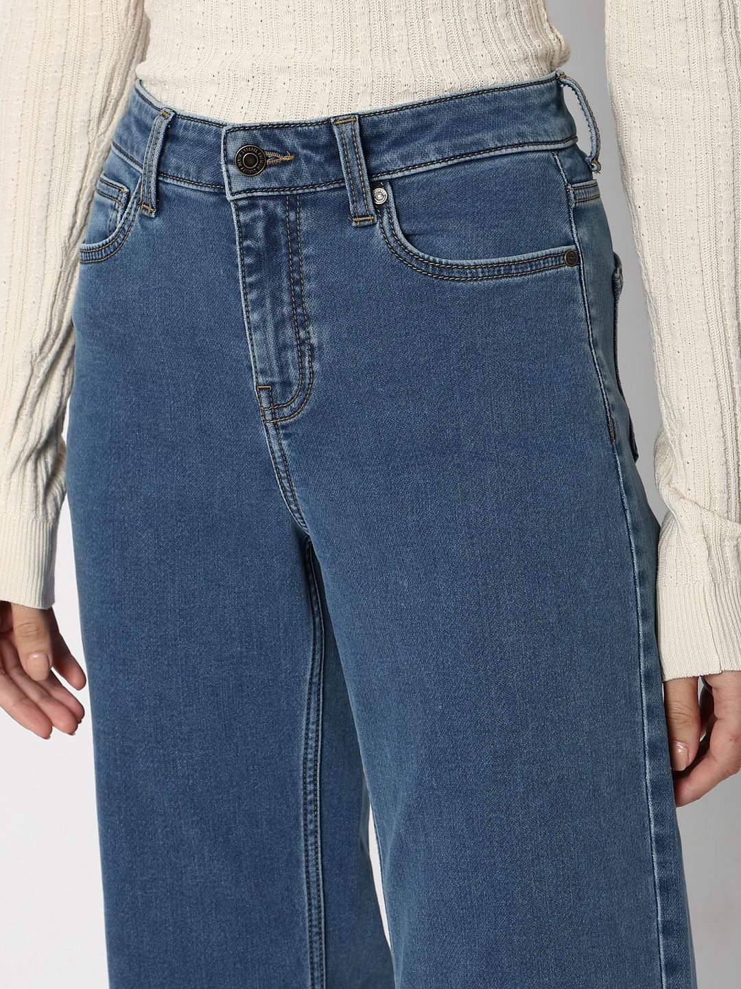 Blue High Rise Washed Jade Straight Fit Jeans - Image 6