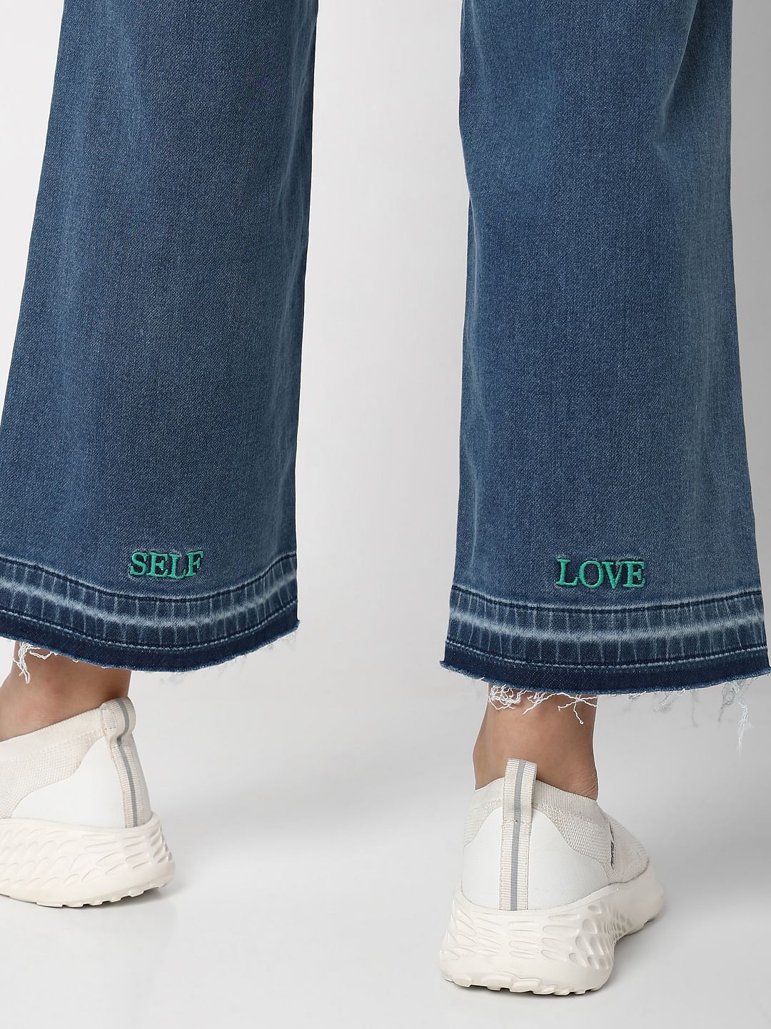 Blue High Rise Washed Jade Straight Fit Jeans - Image 8