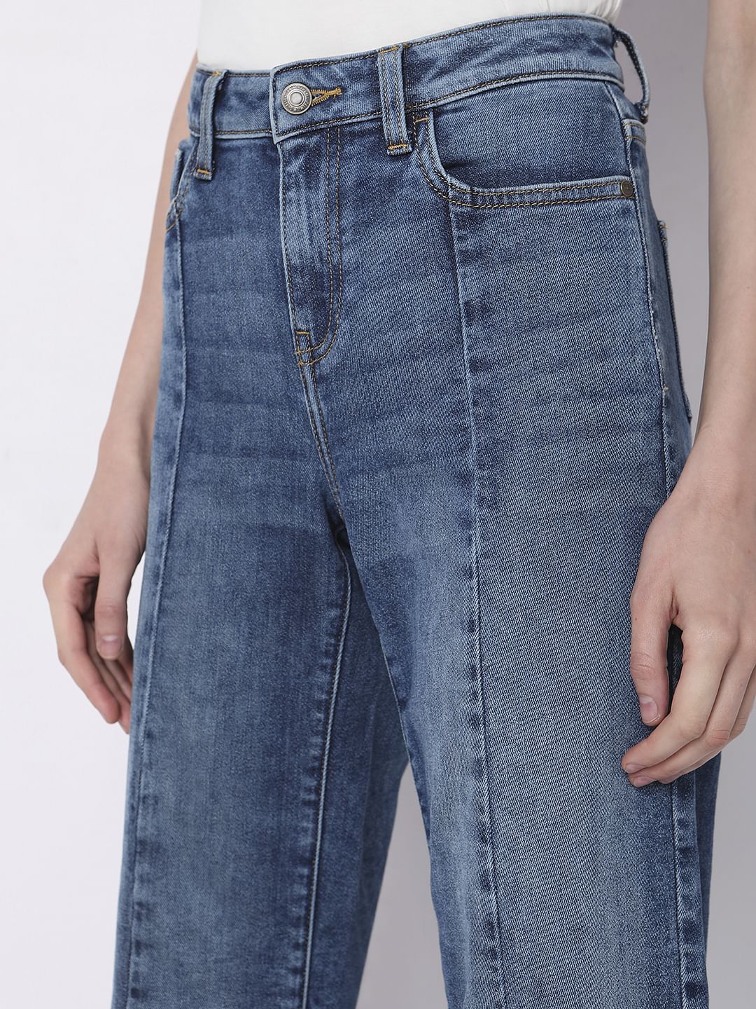Blue High Rise Jade Straight Fit Jeans - Image 5
