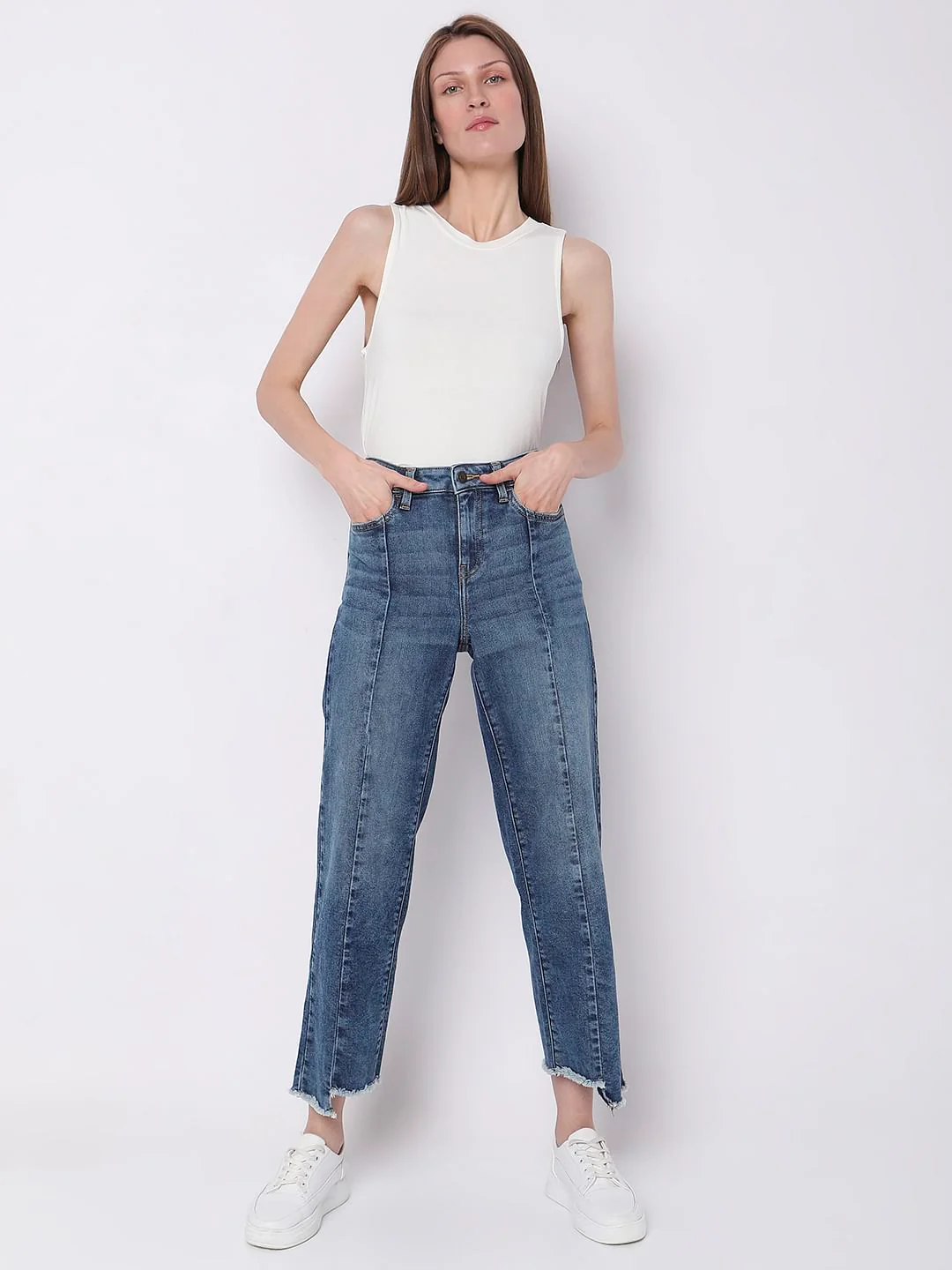 Blue High Rise Jade Straight Fit Jeans - Image 6