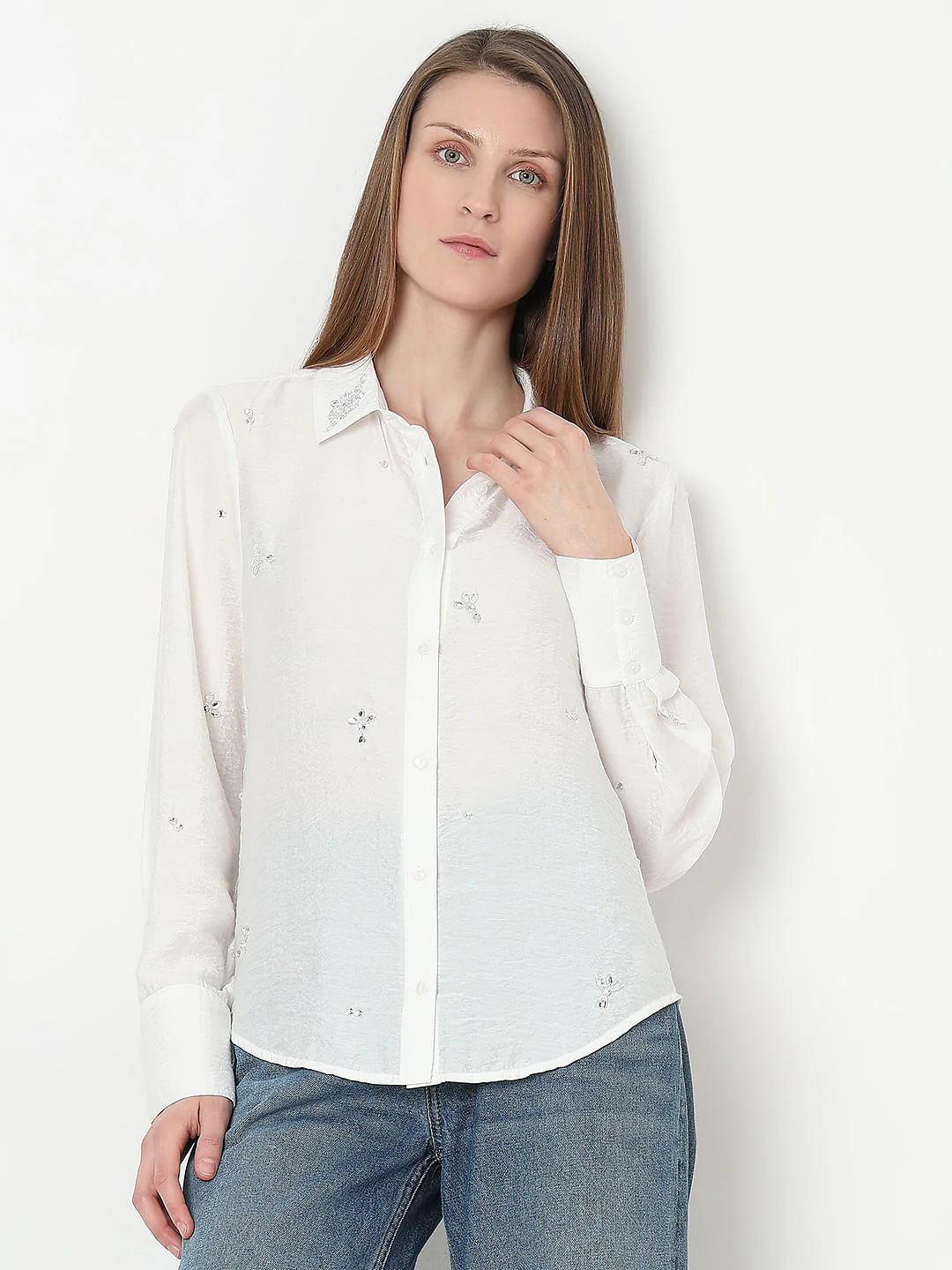 White Embellished Shirt - Image 2