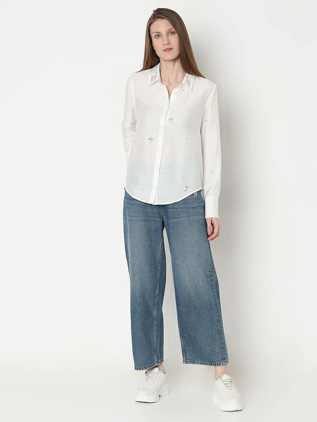 White Embellished Shirt - Image 5