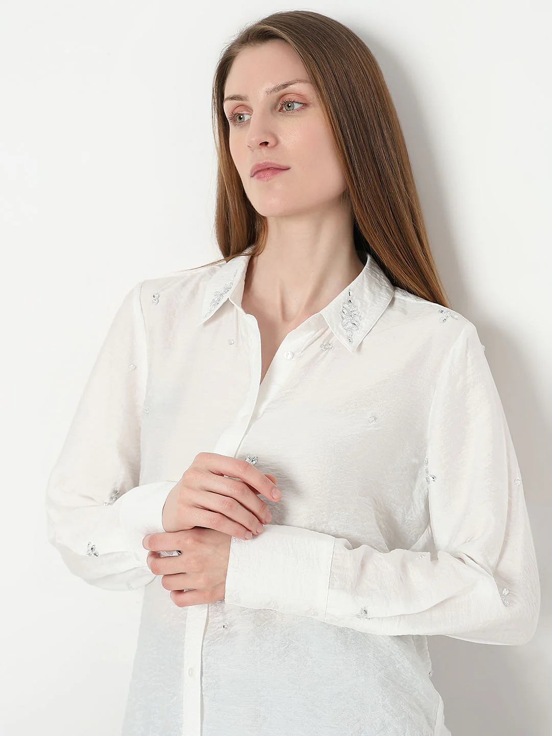 White Embellished Shirt - Image 6
