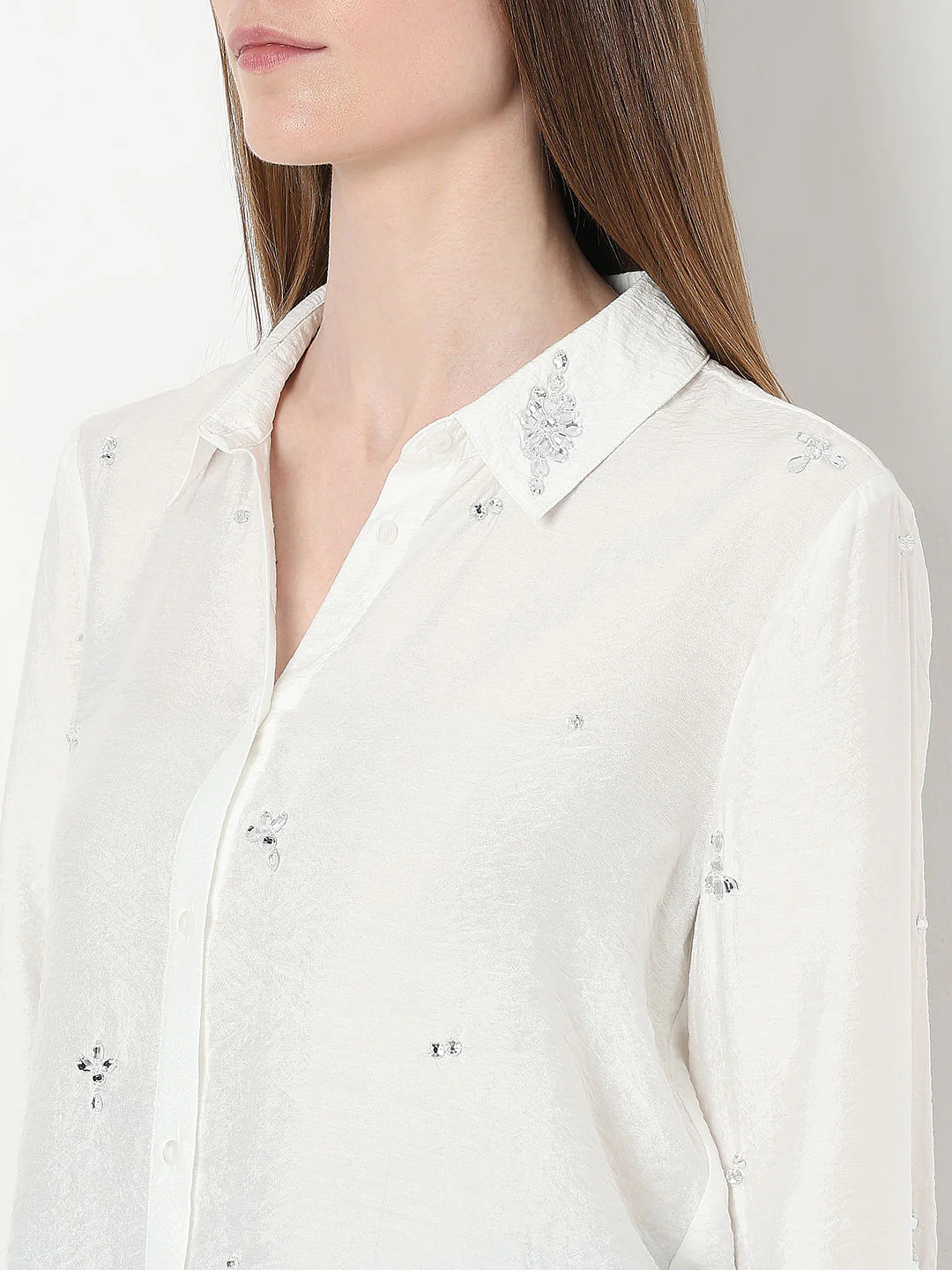 White Embellished Shirt - Image 8