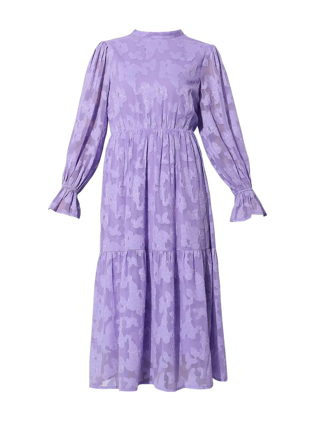 Purple Floral Textured Midi Dress - Image 6