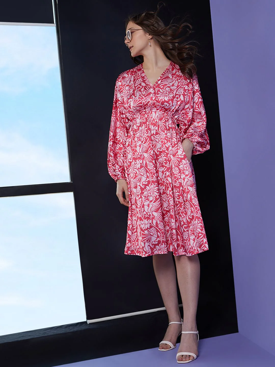 Pink Abstract Print Dress