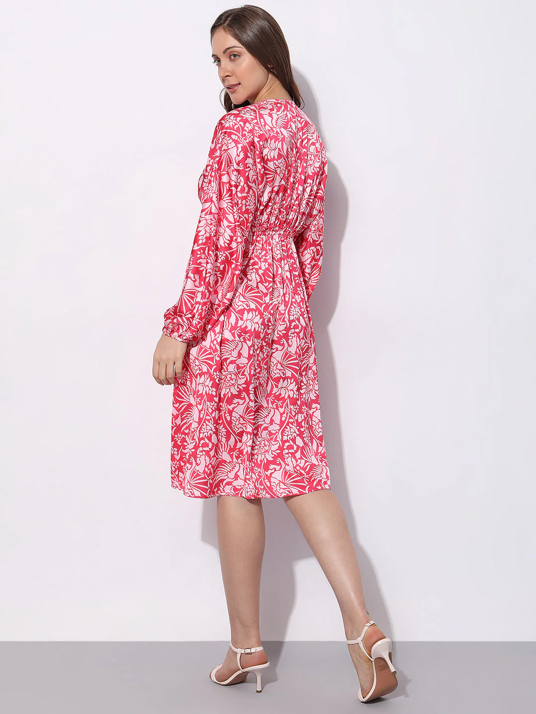Pink Abstract Print Dress - Image 4