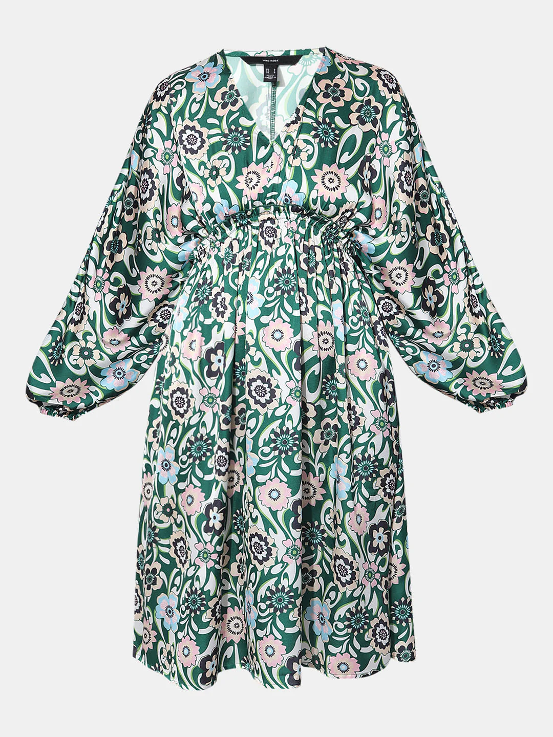 Green Floral Print Fit & Flare Dress - Image 7