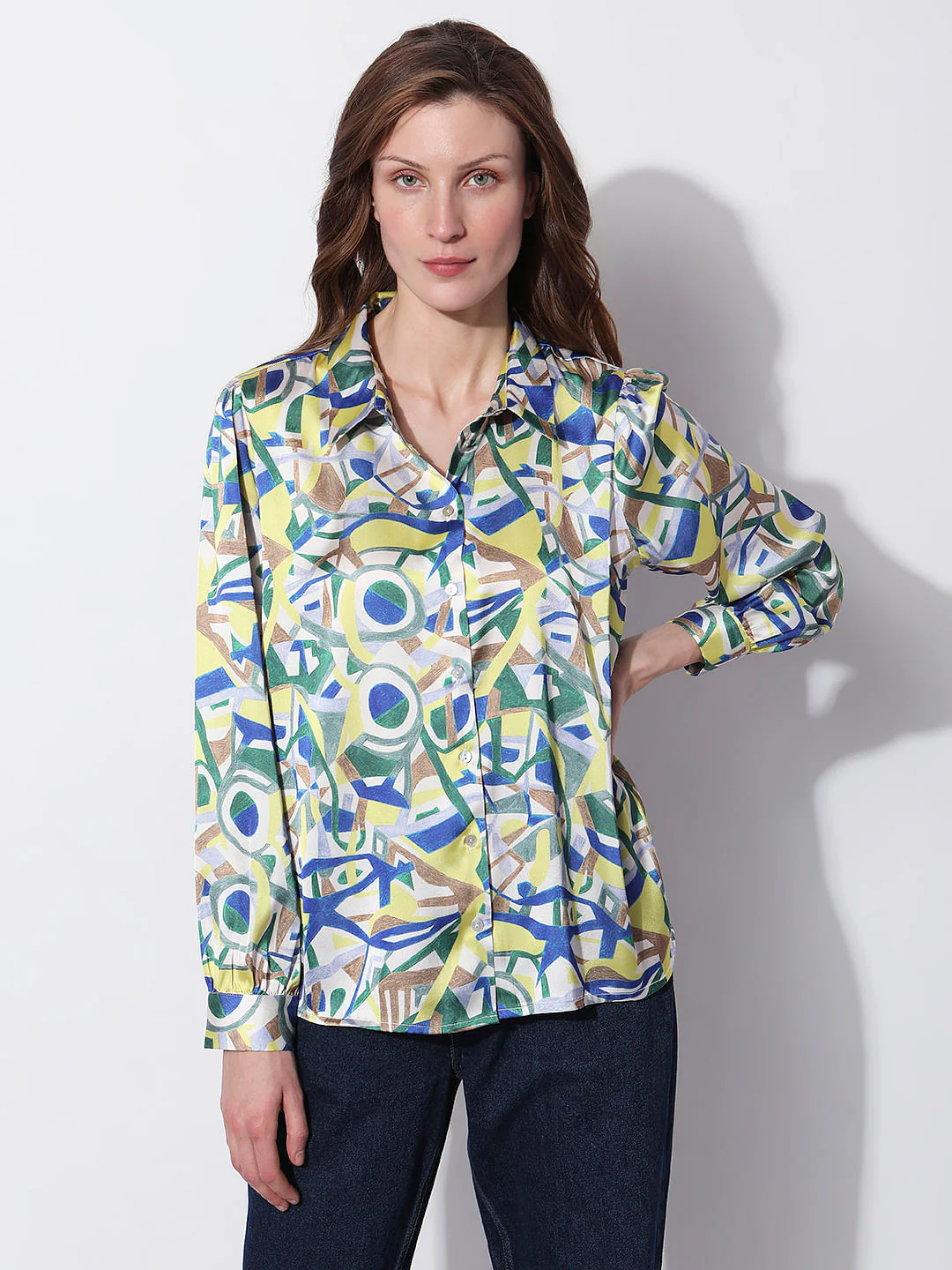 Brown Colourblocked Shirt - Image 2