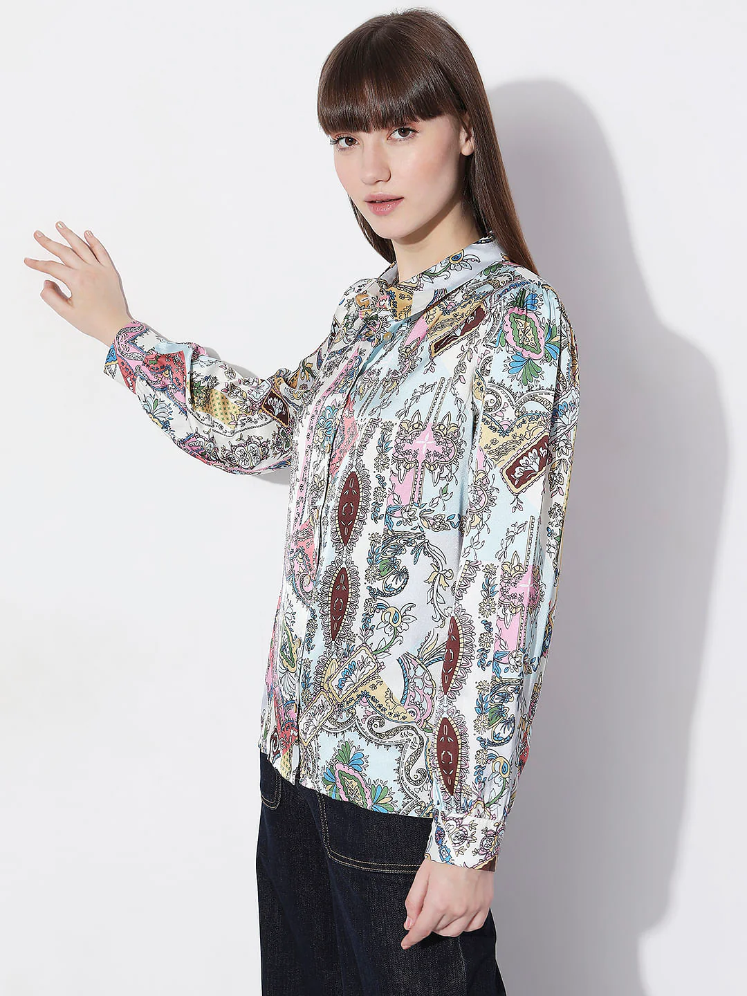 Sea Green Abstract Print Shirt - Image 3