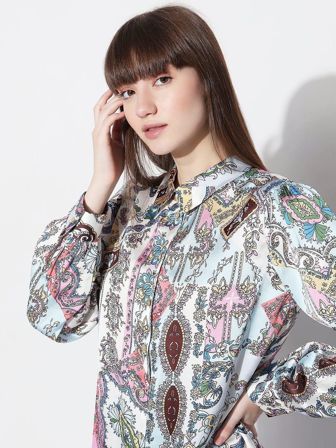 Sea Green Abstract Print Shirt - Image 6