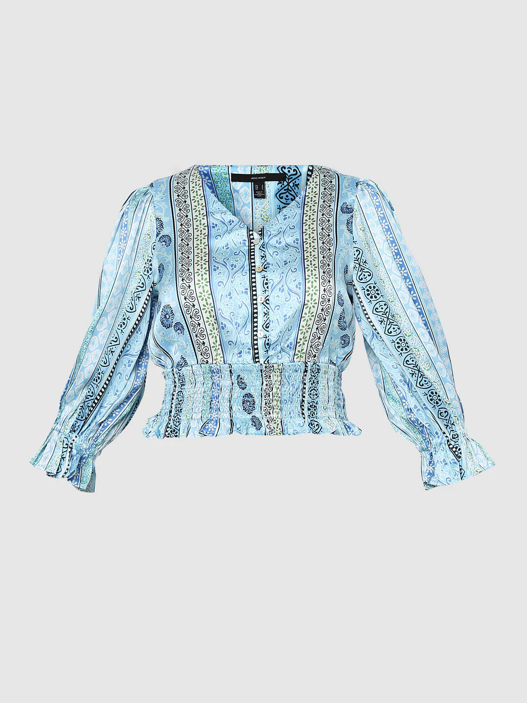 Blue Printed Smocked Top - Image 8